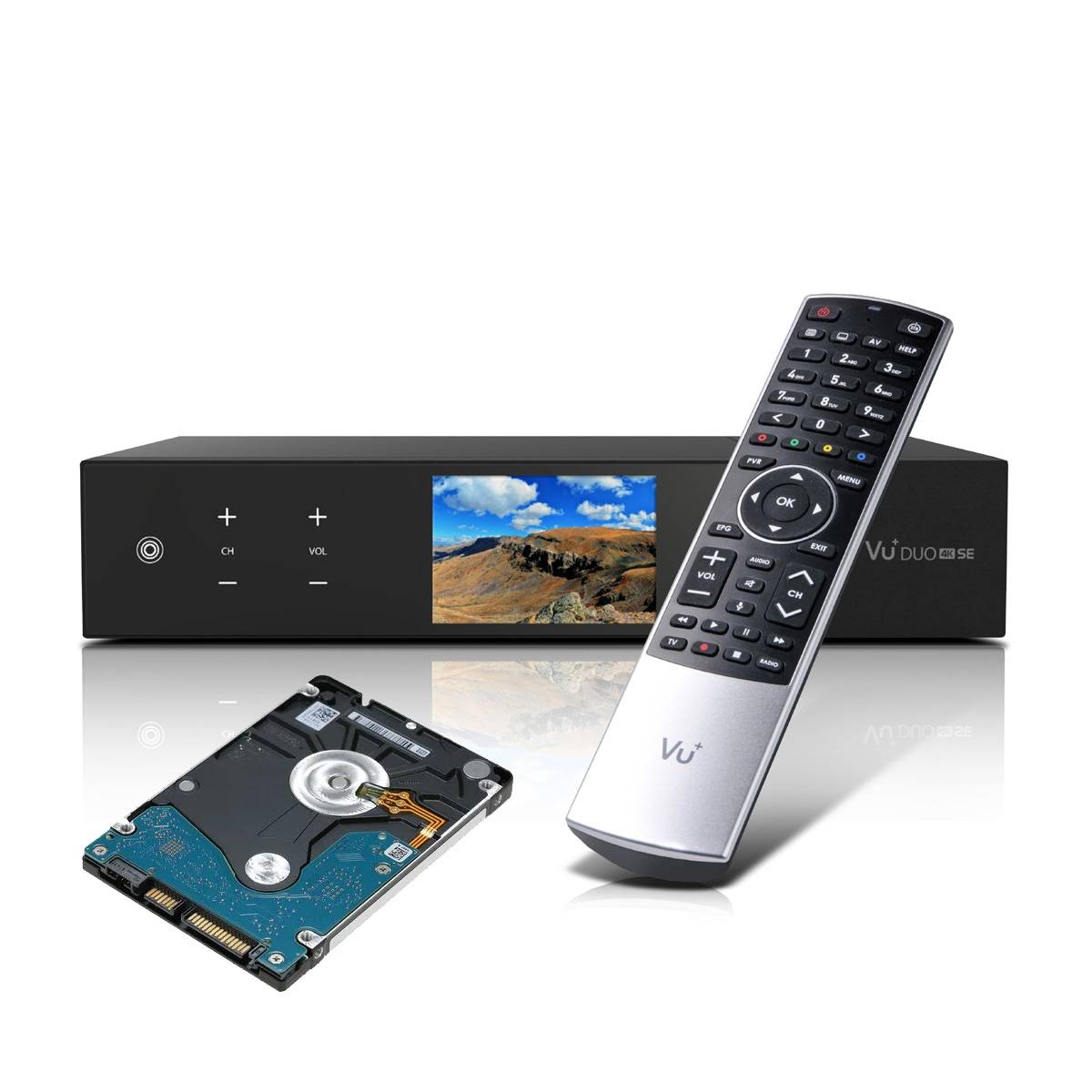 VU+ Duo 4K SE – Kabel-TV Mottagare med DVB-C FBC Tuner (8 Demodulatorer) – UHD 4K Linux Enigma2 Receiver (Välj variant: Med inbyggd hårddisk 1TB & BT fjärr)
