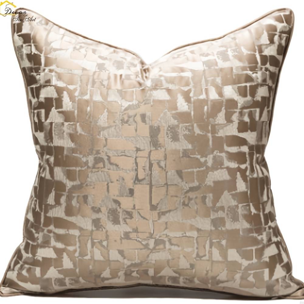Glam Decorative Throw Pillow Cover Durable Jacquard Pillowcases Brown Geometric Home Decor For Bench Wedding