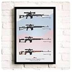 Vintage militär skjutvapen Dragunov SVD evolution affisch canvasmålning armévapen väggkonst tryck vardagsrum heminredning 50 x 70 cm ingen ram