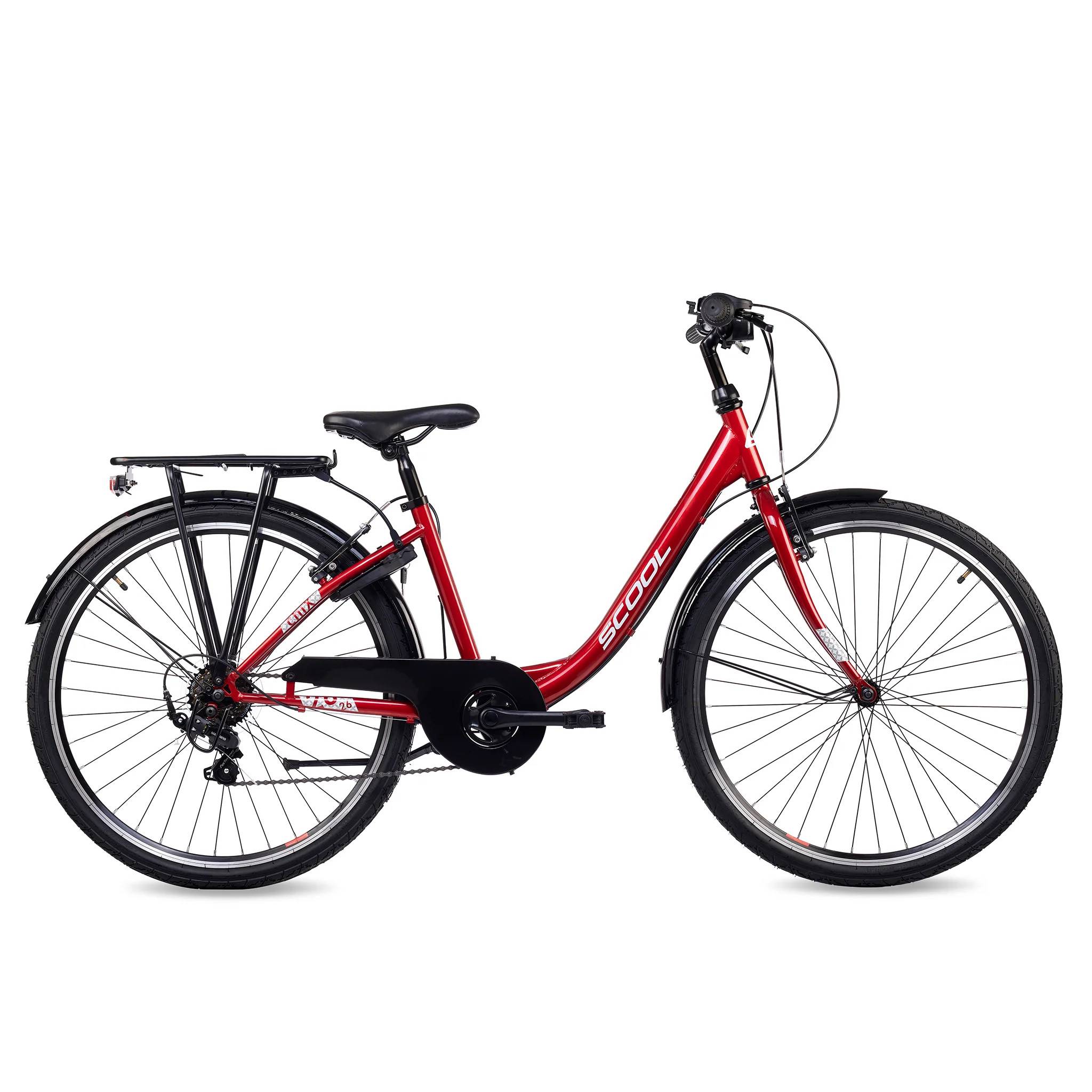 S'COOL chiX 26-K6 26" pigecykel med 6 gear - dybrød