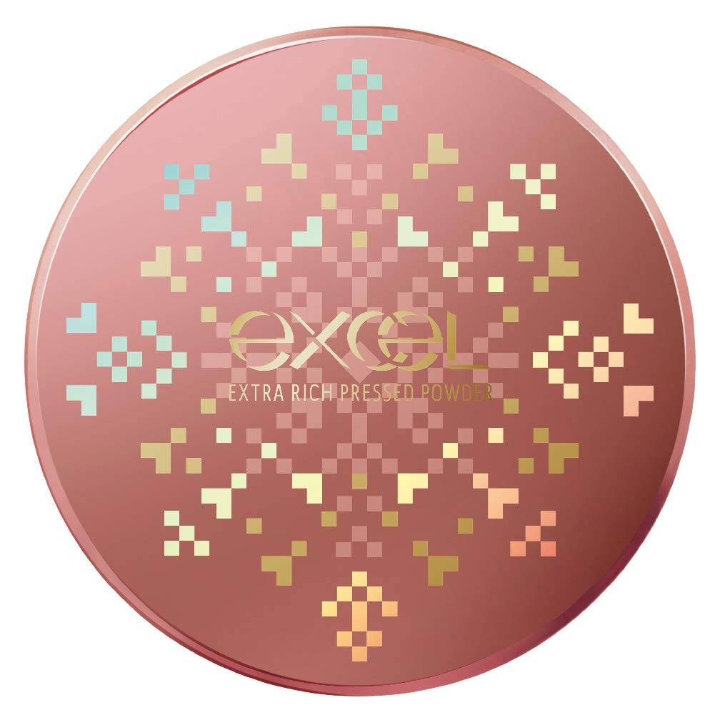 Excel Extra Rich Pressed Powder 02 Peach 10g '20 (Peach Glow) Foundation, Glow,