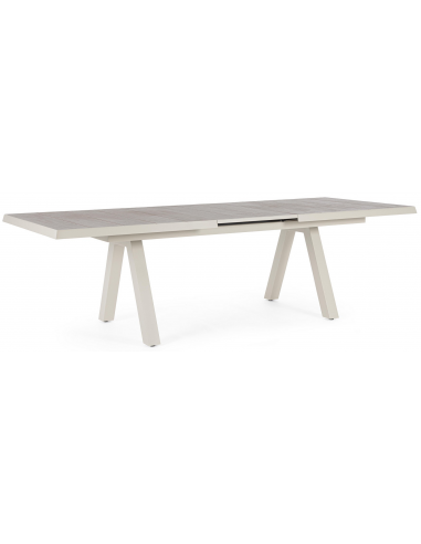 Krion Havebord med udtræk i aluminium og keramik 205 - 265 x 103 cm - Lysegrå/Gråbrun