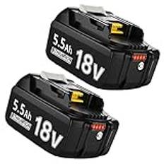 För Makita batteri 18 V 5,5 Ah litiumjonbatteri för Makita 18 V BL1860 BL1855 BL1850B BL1850 BL1840B BL1835 BL1830 BL1815 LXT-400 194204-5 194205-3 kompatibilitet för mamamama