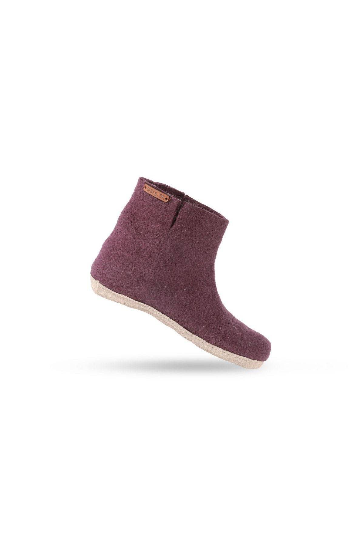 Børne Uldstøvle (100% ren uld) - Model Lilla m/sål i skind - Dansk Design fra SHUS - 34