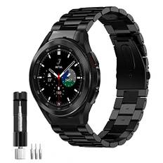 SPGUARD Edelstahl Metall Ersatzarmband Kompatibel mit Samsung Galaxy Watch 7/6/5/4 40mm/44mm, Smartwatch Armband Kompatibel mit Galaxy Watch 6 Classic 47mm 43mm,Rostfreie Stähle No Gap Band(Schwarz)