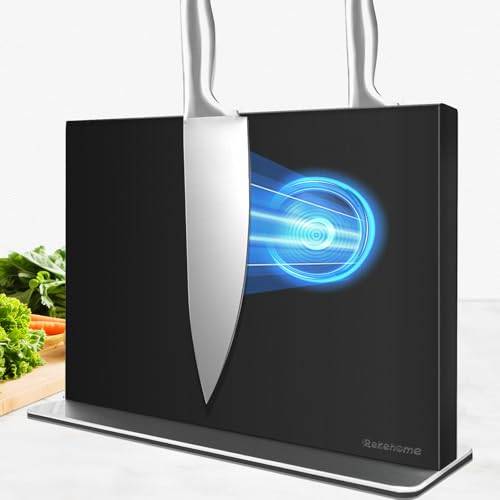 Rekehome Messerblock ohne Messer Magnetisch Schwarz, 30 cm Messerhalter Magnetisch aus 304 Edelstahl, Magnetischer beidseitig starker Magnet Knife Holder für eine aufgeräumte Küche