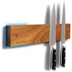 Gourmetop Magnetisk knivhållare för vägg 30 cm, kniv-magnetremsa, ingen borrning, magnetisk knivhållare i akacia trä för kylskåp, stark knivmagnet och knivställ för köksredskapsorganisatör
