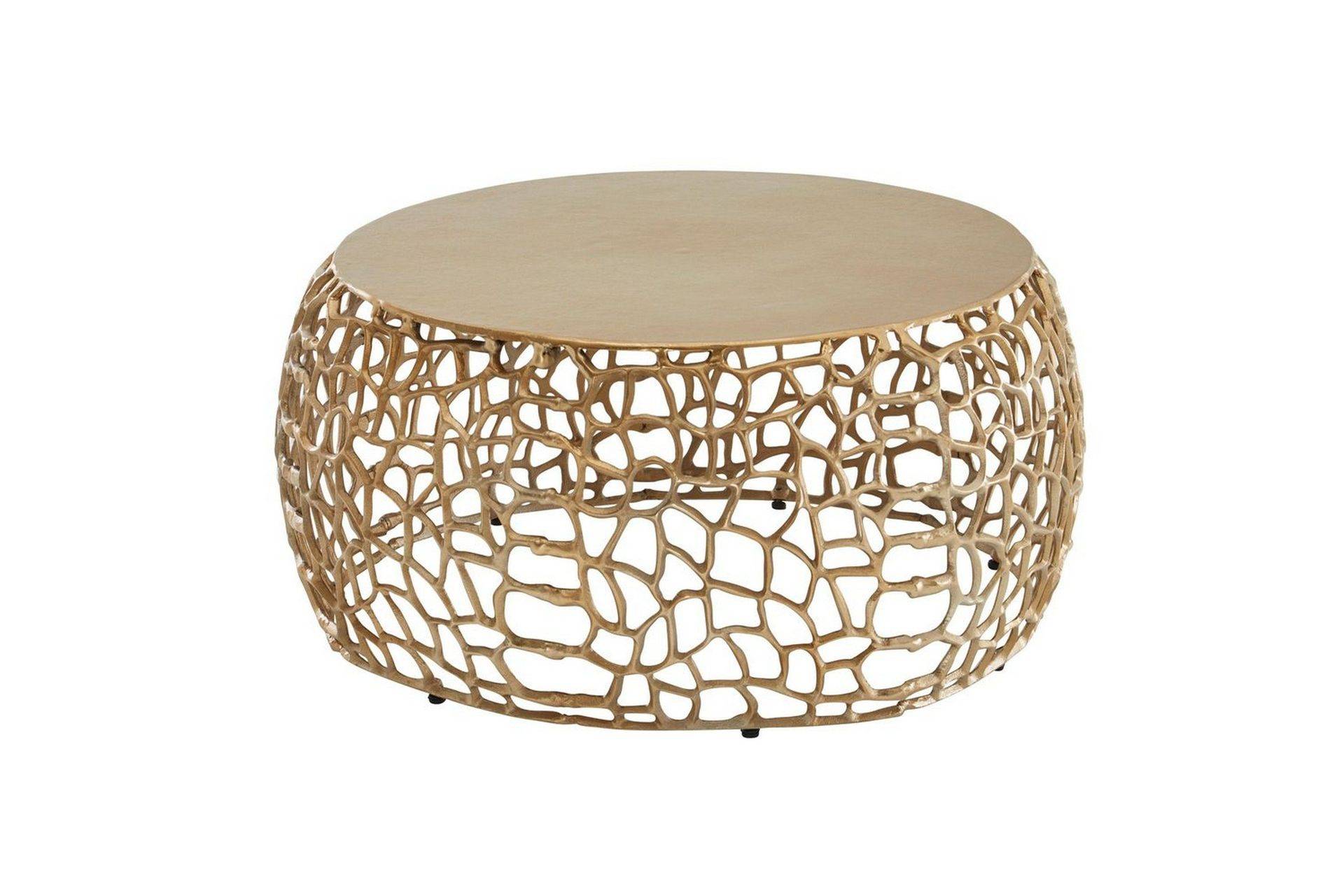 Wohnling Soffbord aluminiumgjutning, rund 60 cm handgjord, modern stil Guld - Flerfärgad Metall
