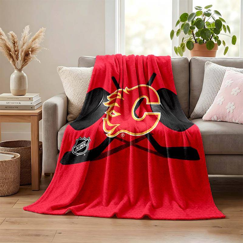 Calgary Flames filt Flanellfilt Mjuk Mysig Plyschpläd för Soffa Säng Lättviktig Heminredning