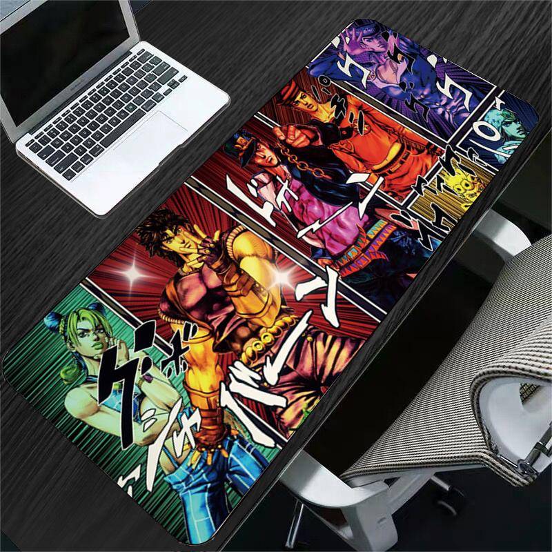80x30 cm stor spelmusmatta med låskant Anime datorgummimusmatta för JOJO Bizarre Adventure 31,49 x11,81 kadmium grön färg
