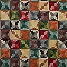 Kt KILOtela - Klädsel jacquard gobeläng – stoppning, stol, soffa, kudde, gardiner – lapptäcke 100 cm längd x 280 cm bredd, stjärnor – röd, grön, gul, orange, svart – 1 meter