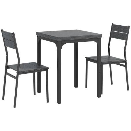 Matgrupp Grå Bord Och 2 Stolar MDF Metall