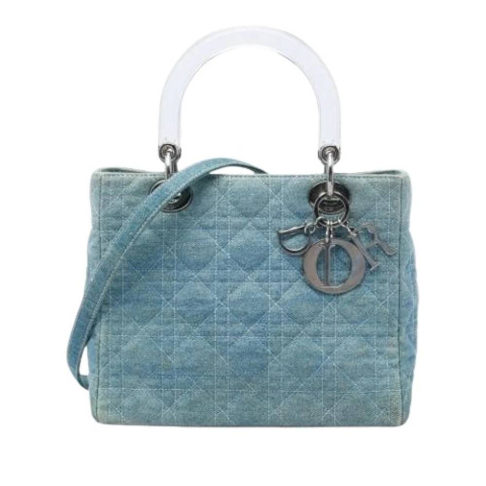 Dior Vintage Pre-owned Lady Satchel - Vintage - Dame - Blå - ONE SIZE - Uld