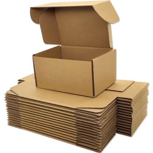 Cenoid små postlådor, 15 x 10 x 7,5 cm bruna portopaket, fraktkartonglådor för postning, leverans, förpackningslådor för småföretag (förpackning med 25)