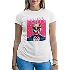 jason voorhees halloween we wear pink anime Kvinnors Vita T-Shirt Size L