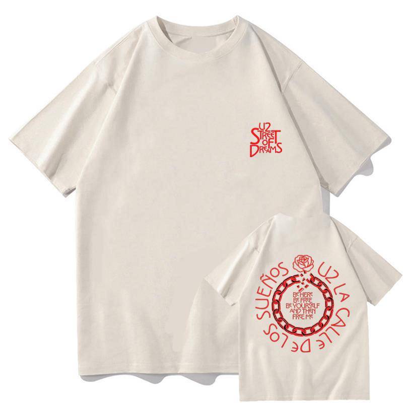 U2 Street Of Dreams T-shirts Unisex T-shirts Sommar Unisex Unisex Bomull Rund Hals Casual Streetwear Enhalsad T-shirt Kläder Kortärmad cm white