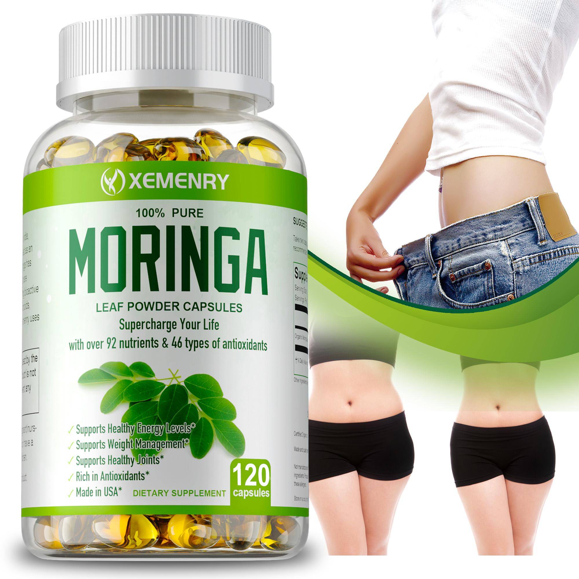 XEMENRY - Kapslar med moringabladspulver - Vikthantering, ledhälsa & antioxidanter