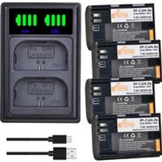 4x lp e6 lpe 6 lp-e6 e6n batteriladdare för canon eos 5ds r 5d mark ii 5d mark iii eos 6d 7d 60d 70d 80d eos 5ds r kamera. - Laddare och 2 batterier