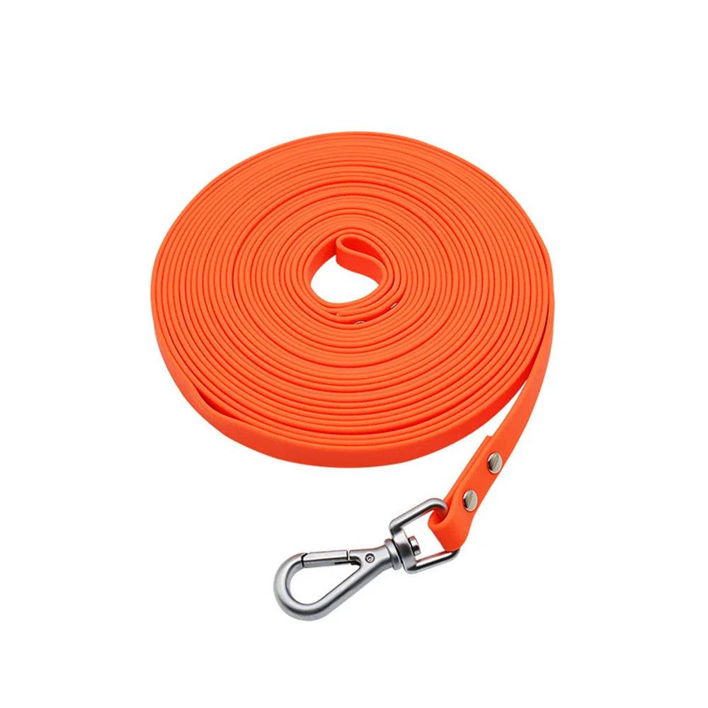 Waterproof PVC Long Dog Leash – Easy Clean Training Lead 1.5m to 20m - Orange / 2XL 15m (2XL 15m)