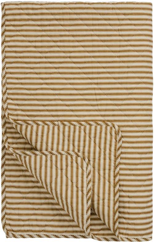 Ib Laursen - Quilt sand med ochre green striber- 130 x 180 cm.