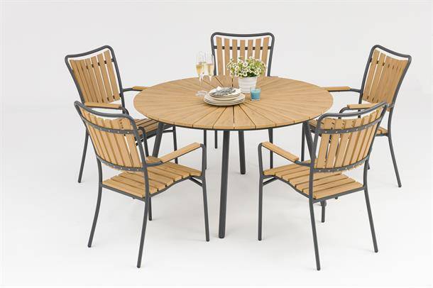 DaneLine Adam havesæt m/5 stole Ø130 cm - Nonwood - Grå