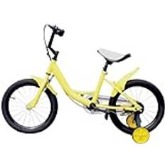 Barncykel, 16-tums barncykel för pojkar och flickor, höjdjusterbar unisex barncykel med avtagbar stabilisator, gul.