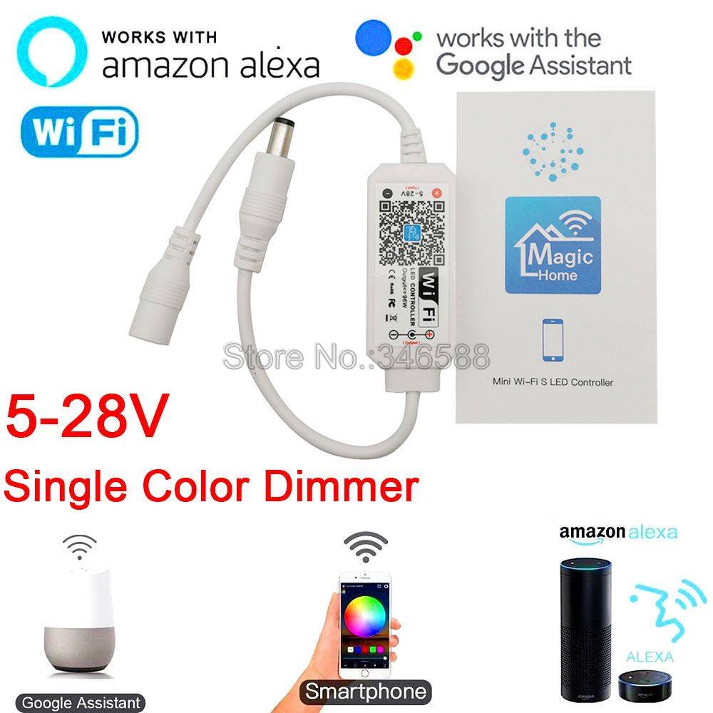Magic home mini wifi led dimmer controller 5-28v telefon app amazone alexa google home röststyrning för enfärgad led strip