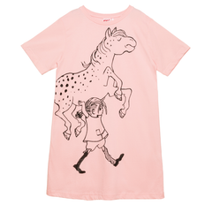 Pippi oversize t-shirt/nattlinne rosa: 134/140