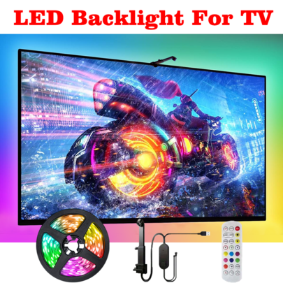 AR Sync RGBIC LED-TV-lampor, fjärrstyrd bakgrundsbelysningsremsa för 35-80 tums skärmar. (5 m/196,85 tum/16,4 fot,3 m/118,11 tum/9,84 fot)