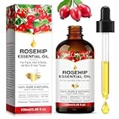 Ren Mosqueta-rosolja, 100 ml, rosenolja för ansikte, kropp, hår, hud, händer, rynkor, anti-aging, perfekt för aromaterapi, avkoppling, hudterapi och avkoppling