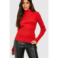 Two Tone High Neck Jumper - red - S