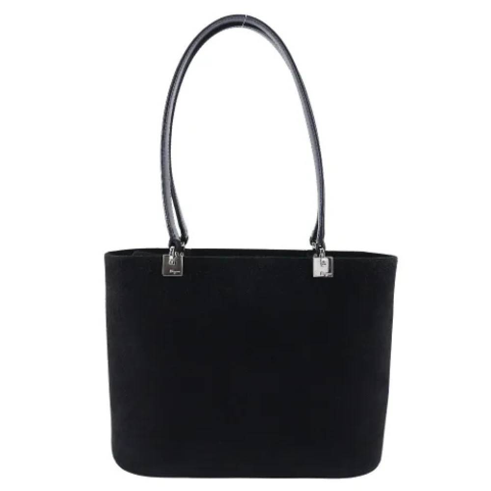 Salvatore Ferragamo Pre-owned Pre-owned Stof hndtasker - Vintage - Dame - Sort - ONE SIZE - Tyl