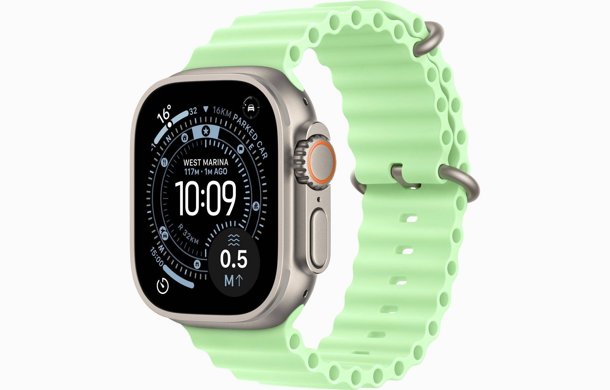 Apple Watch Ultra 3 (2025) | GPS + Cellular | naturligt titanium | Ocean-rem neongrøn