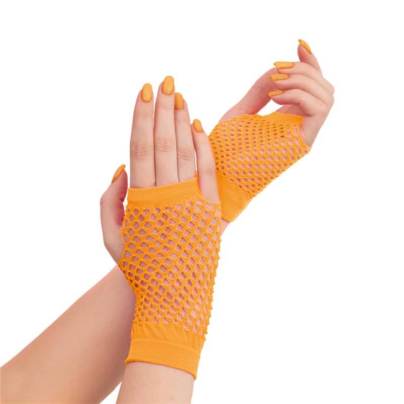 Fingerløse Nethandsker Neon Orange 11 cm 80'er Tema.