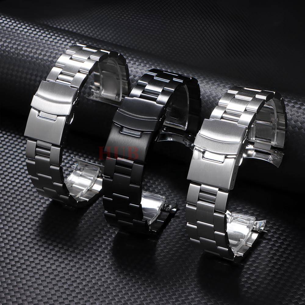 Lyxigt Armband i Massivt Rostfritt Stål för Seiko 18/19/20/21/22/23/24mm Bågformad Ände för Skx007/Skx009 Rem Herr Klocktillbehör black