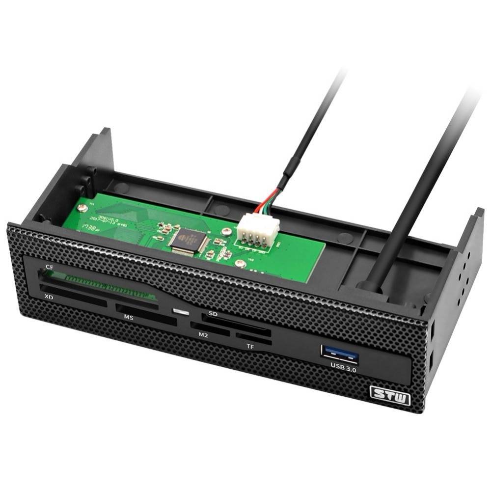 5.25 tums intern kortläsare för dator med usb 3.0 sd micro sd cf xd ms m2 tf frontpanel alla in 1 minneskortsläsare