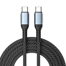 Kraftigt 240W USB-C opladekabel. Flettet. Sort. 1 m.