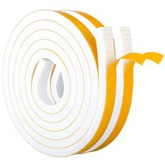 Tätningstejp självhäftande för dörrar fönster, 12 mm (B) x 10 mm (D)/4 m skumtejp, skumremsa, dörrtätning, gummitätningsremsor ljudisolering, kollisionsigill (vit)