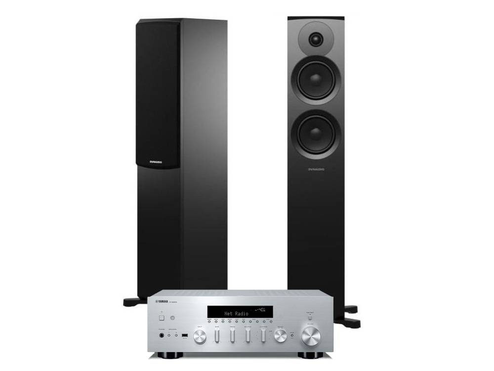 Yamaha R-N600A med Dynaudio Emit 30 - Silver med sort
