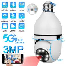 E27 PLUS 200W 2.4G/5G Wifi 1080P Panoramic Camera Home Surveillance Camera Night Vision Webcam Support Two-Way Audio Talk Remote View Via Smartphone svart