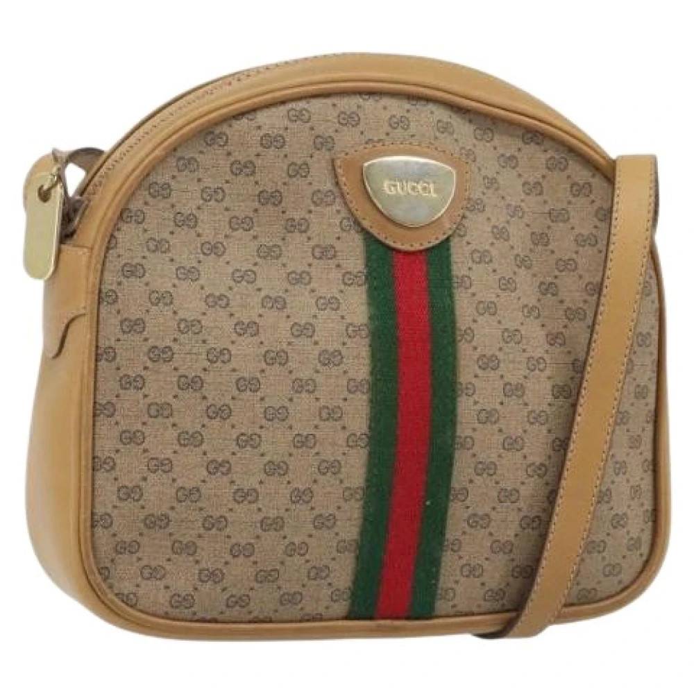 Gucci Vintage - Pre-owned Vintage Micro Small GG Canvas Axelremsväska Vintage - Dam - ONE Size - Läder