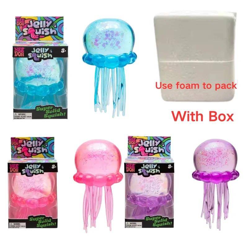 Trending Nee Doh Jellyfish & Cube Squish Toy, Soft Jelly Squeeze Stress Relief Fidget Toy, Sensory Needoh For Kids & Adult*