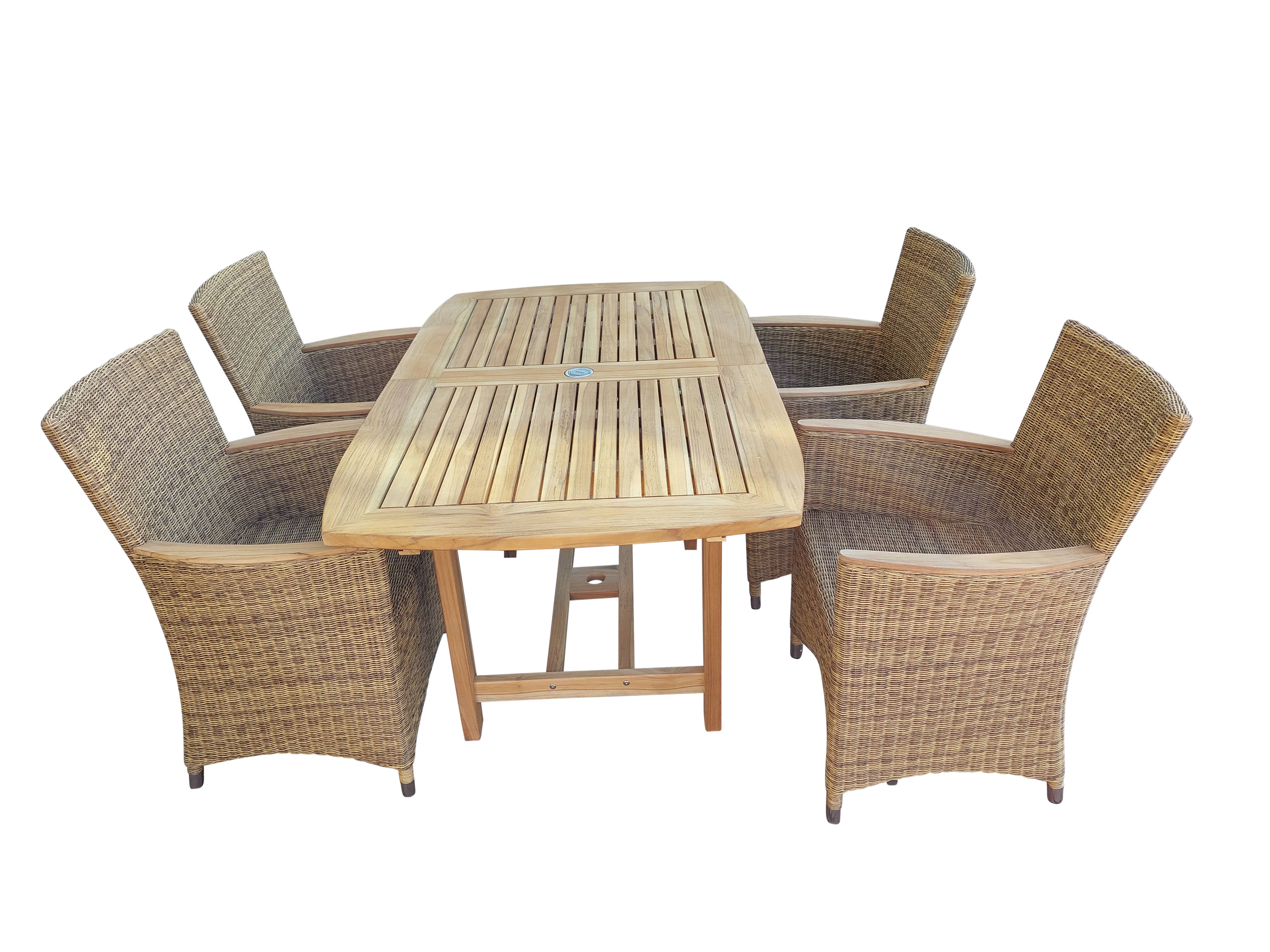 Teak/Poly boston havesæt - Bord med udtræksplade 150/200cm