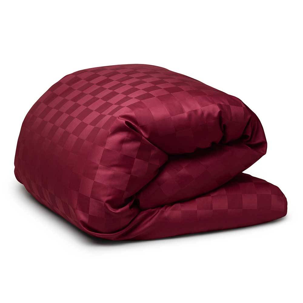 Hästens Satin Check Rutigt Påslakan 240x220 Red Plum (240x220)