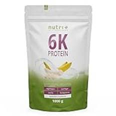 Nutri + Proteinpulver Banane 1 kg - 83% Eiweiß Pulver - pflanzliches Protein Powder Banana Flavor - 6-Komponenten Eiweißpulver 1000 g aspartamfrei