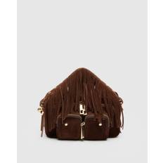 Helena Fringe Suede Dark Brown w. Gold - Dark brown / One Size