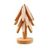 Wooden Trivet for Hot Dishes, Beech Tree Shape Trivet Set Coaster, 2024 A Tree Design Trivet Mats Set of 3, Foldable Heat Resistant Pads for Hot Dishes/Pot/Bowl/Teapot/Hot Pot Holders