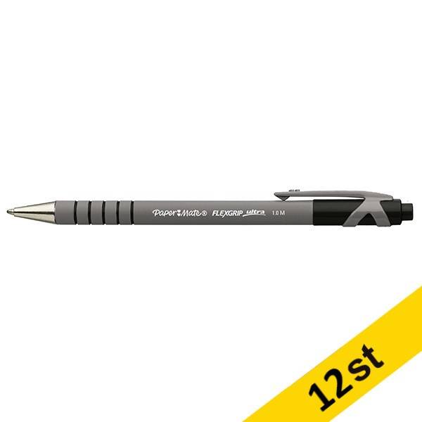 Kulspetspenna 1.0mm | Papermate Flexgrip Ultra RT | svart | 12st