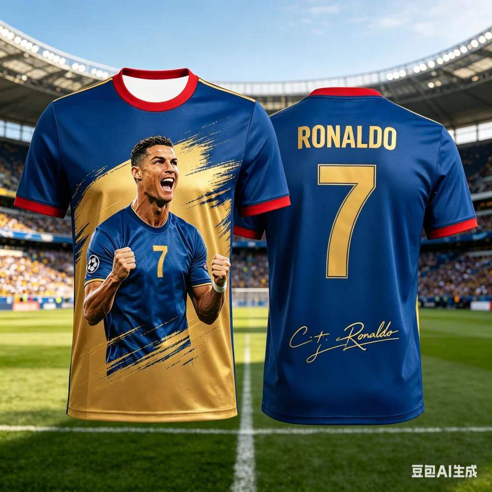 Ny 2026 Ronaldo Fan Edition Fotbollströja Barn Snabbtorkande Andningsbar 3D-tryck Fotbollströja Sommar Utomhussporter T-shirt cm