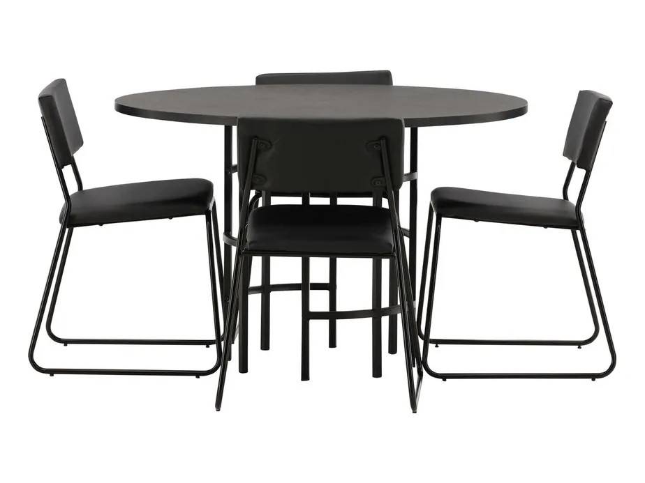 Venture Design Copenhagen & Kenth matgrupp Svart/svart 4 stolar & bord 115 cm